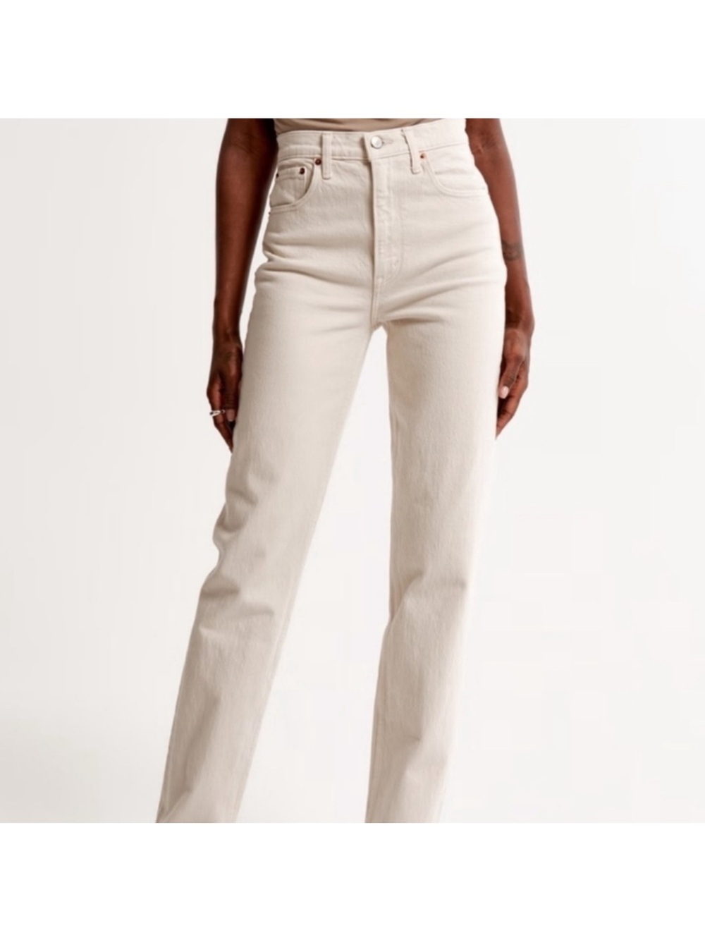 ABERCROMBIE Cream 90s Straight Leg Jeans